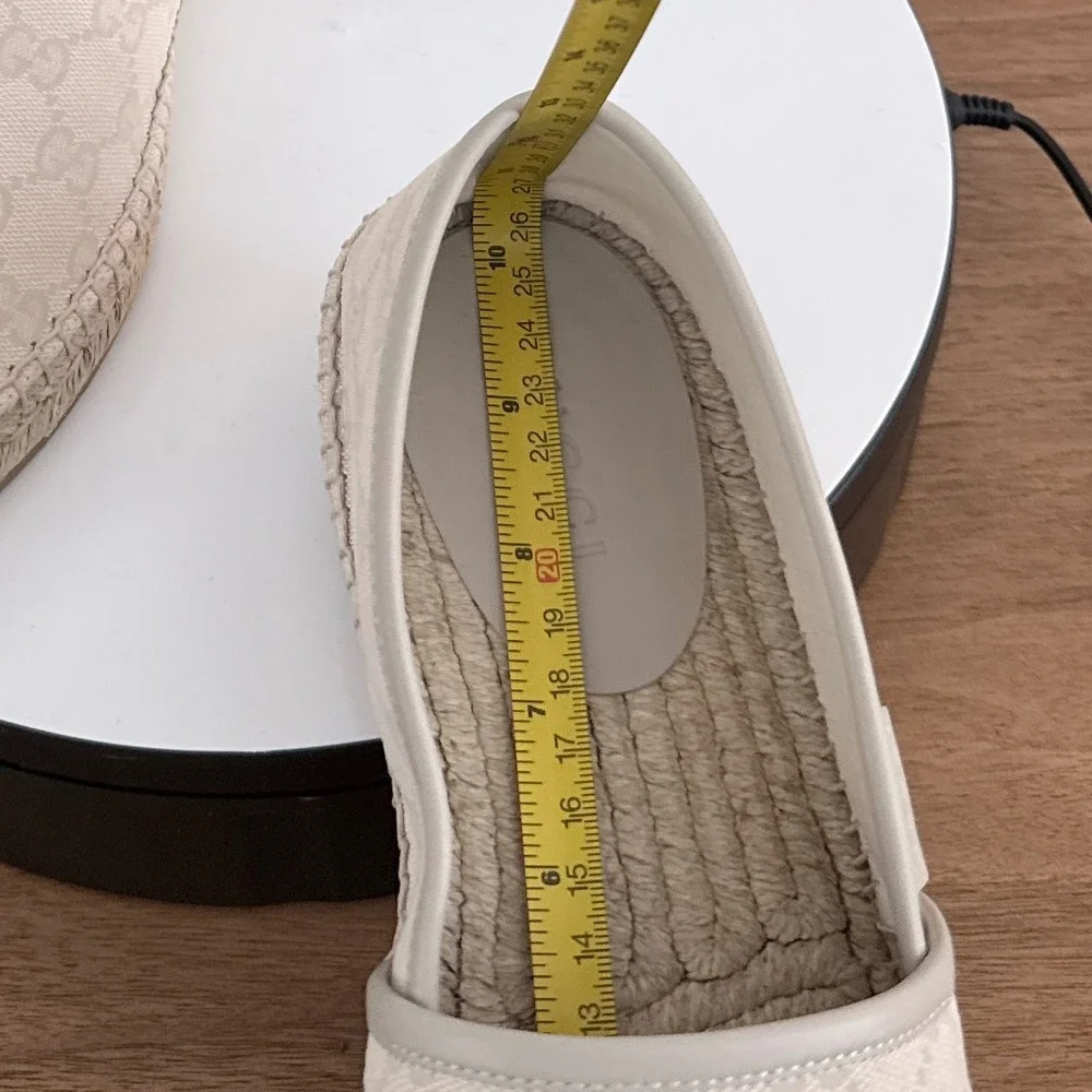 Gucci Mens GG Monogram Canvas Espadrilles White Beige 466903 US 8
